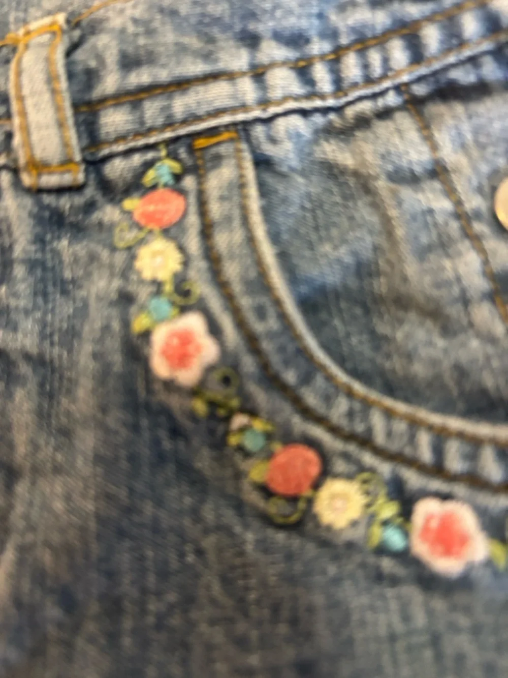 Vintage Carters Denim Embroidered 18 mo short overalls